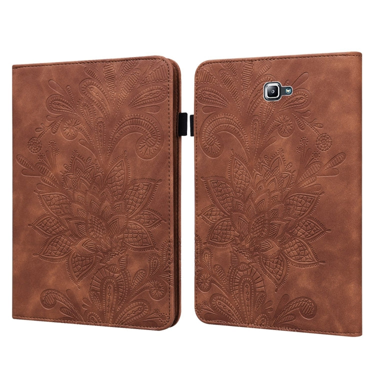 For Samsung Galaxy Tab A A6 10.1 inch 2016 Lace Flower Embossing Pattern Horizontal Flip Leather Case with Holder & Card Slots & Wallet & Photo Frame(Brown) - Other Galaxy Tab PC by buy2fix | Online Shopping UK | buy2fix