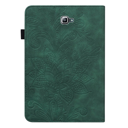 For Samsung Galaxy Tab A A6 10.1 inch 2016 Lace Flower Embossing Pattern Horizontal Flip Leather Case with Holder & Card Slots & Wallet & Photo Frame(Green) - Other Galaxy Tab PC by buy2fix | Online Shopping UK | buy2fix