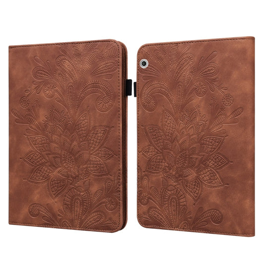For Huawei MediaPad T3 10 Lace Flower Embossing Pattern Horizontal Flip Leather Case with Holder & Card Slots & Wallet & Photo Frame(Brown) - Huawei by buy2fix | Online Shopping UK | buy2fix