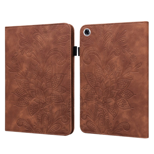 For Lenovo Tab M10 HD Gen 2 Lace Flower Embossing Pattern Horizontal Flip Leather Case with Holder & Card Slots & Wallet & Photo Frame(Brown) - Lenovo by buy2fix | Online Shopping UK | buy2fix