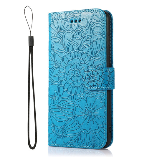 Skin Feel Embossed Sunflower Horizontal Flip Leather Case with Holder & Card Slots & Wallet & Lanyard For iPhone 7 Plus / 8 Plus(Blue) - More iPhone Cases by buy2fix | Online Shopping UK | buy2fix