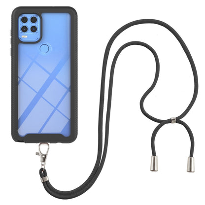 For Motorola Moto G Stylus 5G Starry Sky Solid Color Series Shockproof PC + TPU Protective Case with Neck Strap(Black) - Motorola Cases by buy2fix | Online Shopping UK | buy2fix