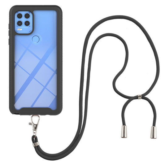 For Motorola Moto G Stylus 5G Starry Sky Solid Color Series Shockproof PC + TPU Protective Case with Neck Strap(Black) - Motorola Cases by buy2fix | Online Shopping UK | buy2fix