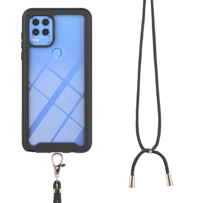 For Motorola Moto G Stylus 5G Starry Sky Solid Color Series Shockproof PC + TPU Protective Case with Neck Strap(Black) - Motorola Cases by buy2fix | Online Shopping UK | buy2fix