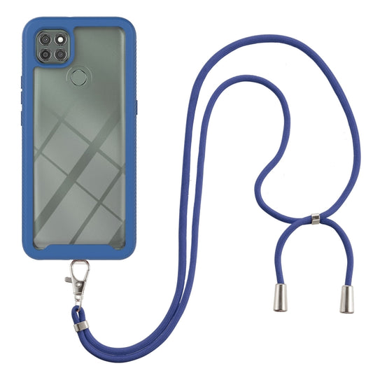 For Motorola Moto G9 Power Starry Sky Solid Color Series Shockproof PC + TPU Protective Case with Neck Strap(Blue) - Motorola Cases by buy2fix | Online Shopping UK | buy2fix
