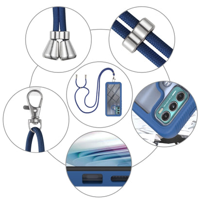 For Motorola Moto G60 Starry Sky Solid Color Series Shockproof PC + TPU Protective Case with Neck Strap(Blue) - Motorola Cases by buy2fix | Online Shopping UK | buy2fix