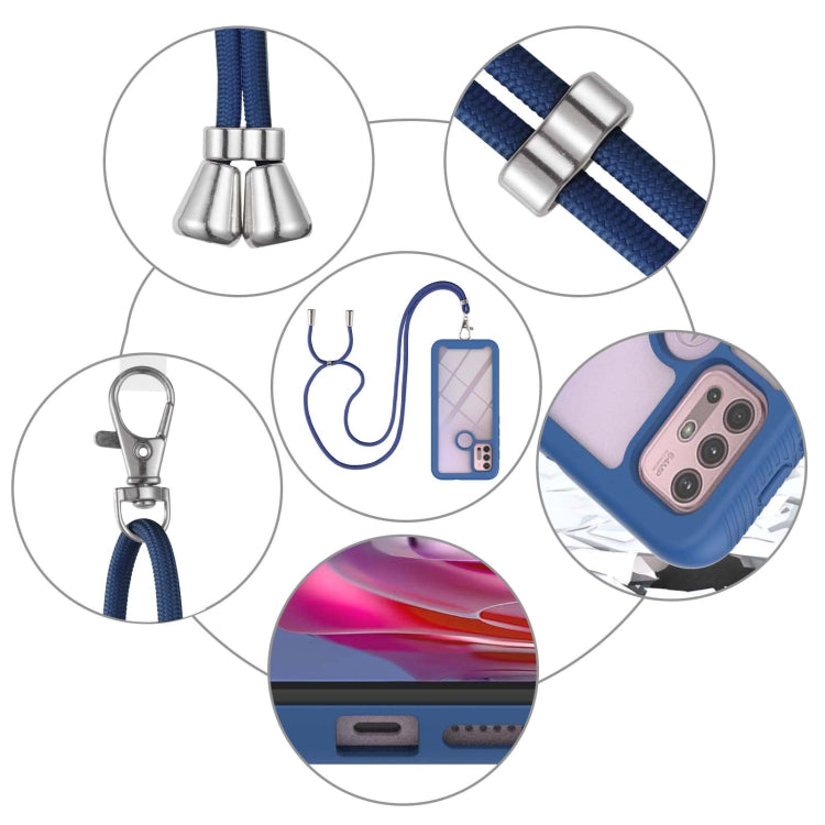 For Motorola Moto G30 / G10 / G10 Power Starry Sky Solid Color Series Shockproof PC + TPU Protective Case with Neck Strap(Blue) - Motorola Cases by buy2fix | Online Shopping UK | buy2fix