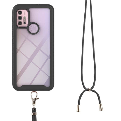 For Motorola Moto G30 / G10 / G10 Power Starry Sky Solid Color Series Shockproof PC + TPU Protective Case with Neck Strap(Black) - Motorola Cases by buy2fix | Online Shopping UK | buy2fix