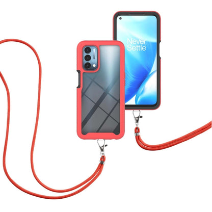 For OPPO A54 5G / A74 5G / A93 5G Starry Sky Solid Color Series Shockproof PC + TPU Protective Case with Neck Strap(Red) by buy2fix