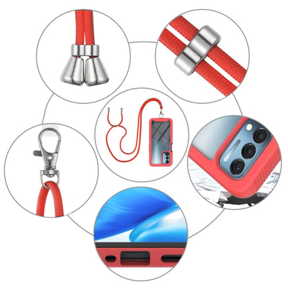 For OPPO A54 5G / A74 5G / A93 5G Starry Sky Solid Color Series Shockproof PC + TPU Protective Case with Neck Strap(Red) by buy2fix