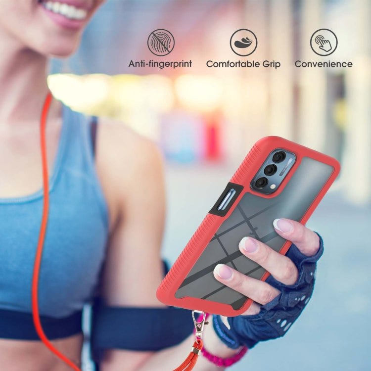 For OPPO A54 5G / A74 5G / A93 5G Starry Sky Solid Color Series Shockproof PC + TPU Protective Case with Neck Strap(Red) by buy2fix