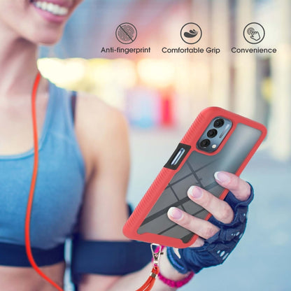 For OPPO A54 5G / A74 5G / A93 5G Starry Sky Solid Color Series Shockproof PC + TPU Protective Case with Neck Strap(Red) by buy2fix