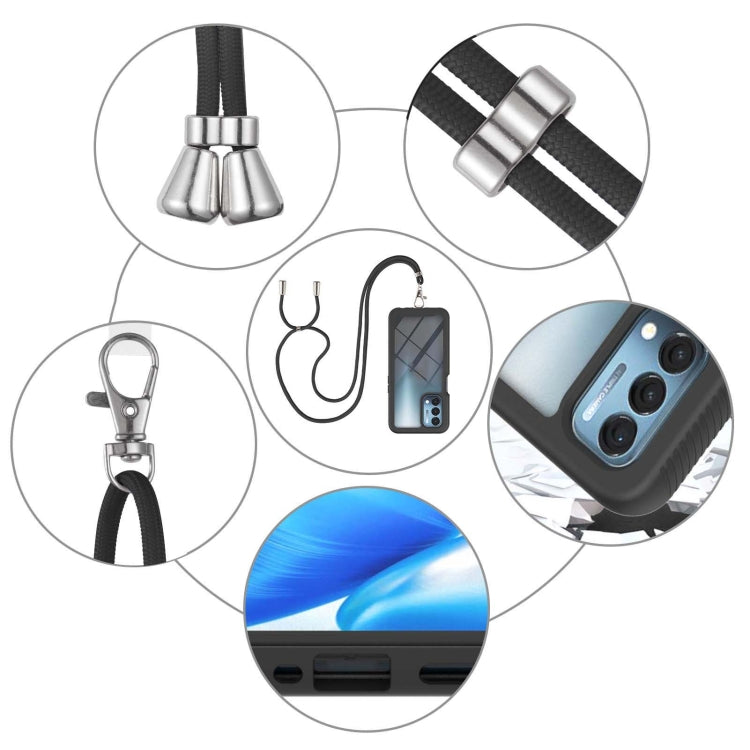 For OPPO A54 5G / A74 5G / A93 5G Starry Sky Solid Color Series Shockproof PC + TPU Protective Case with Neck Strap(Black) by buy2fix