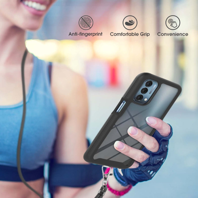 For OPPO A54 5G / A74 5G / A93 5G Starry Sky Solid Color Series Shockproof PC + TPU Protective Case with Neck Strap(Black) by buy2fix