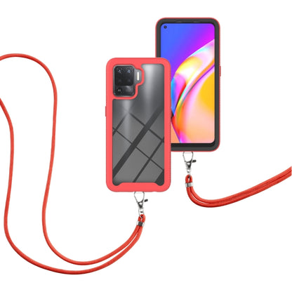 For OPPO A94 4G / Reno5 Lite Starry Sky Solid Color Series Shockproof PC + TPU Protective Case with Neck Strap(Red) by buy2fix