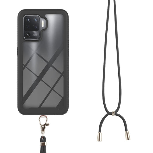 For OPPO A94 4G / Reno5 Lite Starry Sky Solid Color Series Shockproof PC + TPU Protective Case with Neck Strap(Black) by buy2fix