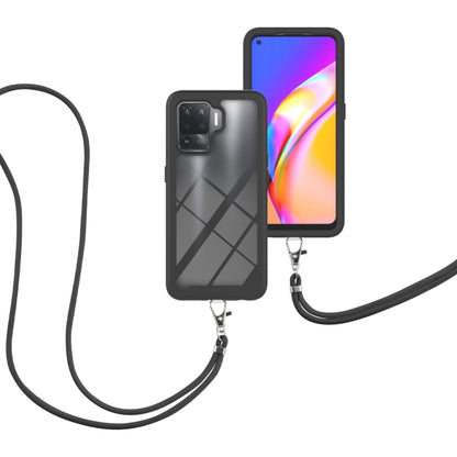 For OPPO A94 4G / Reno5 Lite Starry Sky Solid Color Series Shockproof PC + TPU Protective Case with Neck Strap(Black) by buy2fix