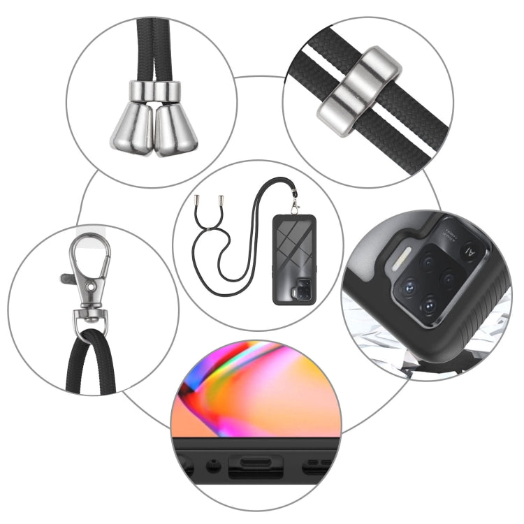 For OPPO A94 4G / Reno5 Lite Starry Sky Solid Color Series Shockproof PC + TPU Protective Case with Neck Strap(Black) by buy2fix