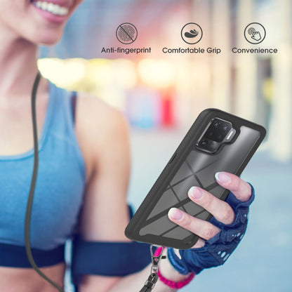 For OPPO A94 4G / Reno5 Lite Starry Sky Solid Color Series Shockproof PC + TPU Protective Case with Neck Strap(Black) by buy2fix