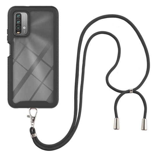 For Xiaomi Poco M3 / Redmi Note 9 4G / Redmi 9 Power / Redmi 9T Starry Sky Solid Color Series Shockproof PC + TPU Protective Case with Neck Strap(Black) - Xiaomi Cases by buy2fix | Online Shopping UK | buy2fix