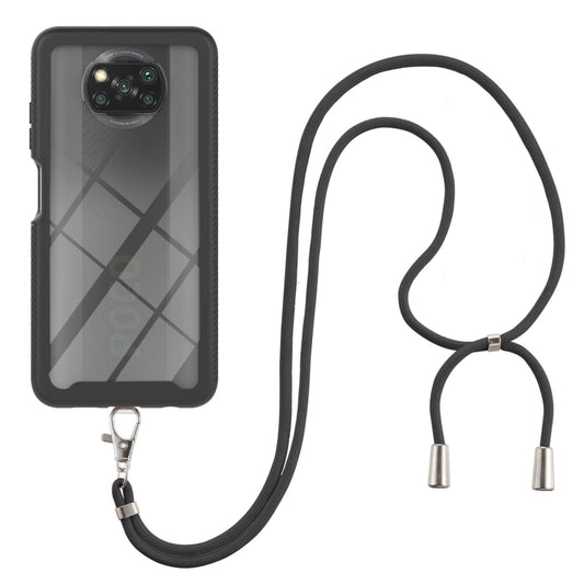 For Xiaomi Poco X3 NFC Starry Sky Solid Color Series Shockproof PC + TPU Protective Case with Neck Strap(Black) - Xiaomi Cases by buy2fix | Online Shopping UK | buy2fix