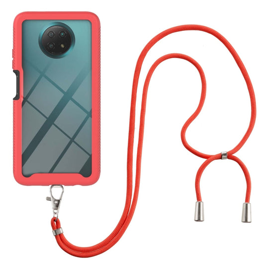 For Xiaomi Redmi Note 9 5G / Redmi Note 9T 5G Starry Sky Solid Color Series Shockproof PC + TPU Protective Case with Neck Strap(Red) - Xiaomi Cases by buy2fix | Online Shopping UK | buy2fix