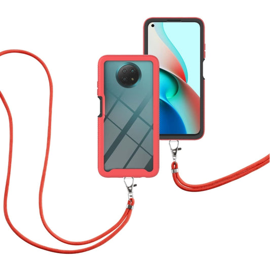 For Xiaomi Redmi Note 9 5G / Redmi Note 9T 5G Starry Sky Solid Color Series Shockproof PC + TPU Protective Case with Neck Strap(Red) - Xiaomi Cases by buy2fix | Online Shopping UK | buy2fix