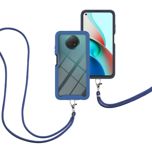 For Xiaomi Redmi Note 9 5G / Redmi Note 9T 5G Starry Sky Solid Color Series Shockproof PC + TPU Protective Case with Neck Strap(Blue) - Xiaomi Cases by buy2fix | Online Shopping UK | buy2fix