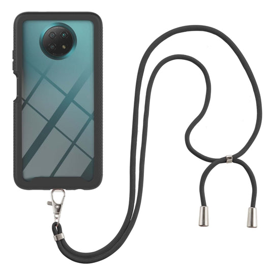 For Xiaomi Redmi Note 9 5G / Redmi Note 9T 5G Starry Sky Solid Color Series Shockproof PC + TPU Protective Case with Neck Strap(Black) - Xiaomi Cases by buy2fix | Online Shopping UK | buy2fix