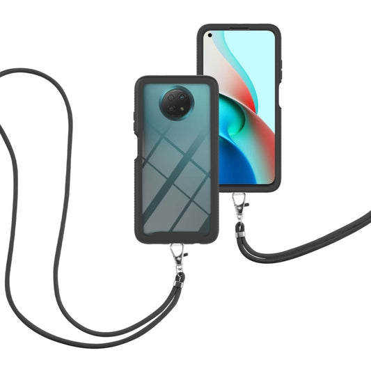 For Xiaomi Redmi Note 9 5G / Redmi Note 9T 5G Starry Sky Solid Color Series Shockproof PC + TPU Protective Case with Neck Strap(Black) - Xiaomi Cases by buy2fix | Online Shopping UK | buy2fix