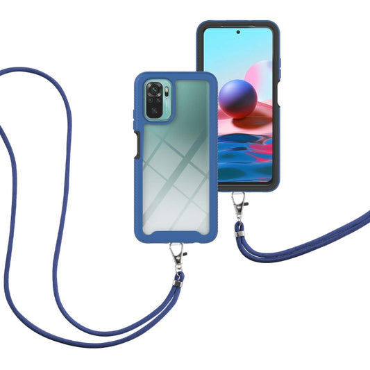 For Xiaomi Redmi Note 10 Starry Sky Solid Color Series Shockproof PC + TPU Protective Case with Neck Strap(Blue) - Xiaomi Cases by buy2fix | Online Shopping UK | buy2fix