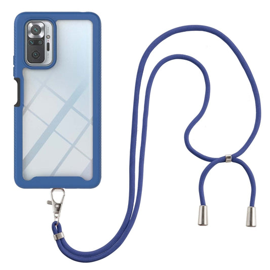 For Xiaomi Redmi Note 10 Pro / Redmi Note 10 Pro Max Starry Sky Solid Color Series Shockproof PC + TPU Protective Case with Neck Strap(Blue) - Xiaomi Cases by buy2fix | Online Shopping UK | buy2fix