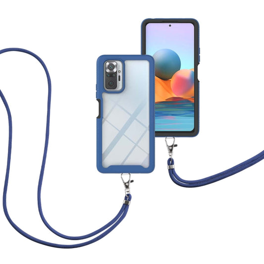 For Xiaomi Redmi Note 10 Pro / Redmi Note 10 Pro Max Starry Sky Solid Color Series Shockproof PC + TPU Protective Case with Neck Strap(Blue) - Xiaomi Cases by buy2fix | Online Shopping UK | buy2fix