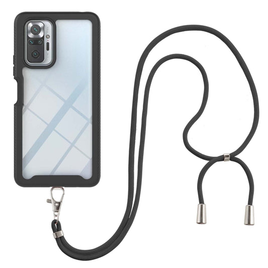 For Xiaomi Redmi Note 10 Pro / Redmi Note 10 Pro Max Starry Sky Solid Color Series Shockproof PC + TPU Protective Case with Neck Strap(Black) - Xiaomi Cases by buy2fix | Online Shopping UK | buy2fix