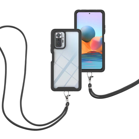 For Xiaomi Redmi Note 10 Pro / Redmi Note 10 Pro Max Starry Sky Solid Color Series Shockproof PC + TPU Protective Case with Neck Strap(Black) - Xiaomi Cases by buy2fix | Online Shopping UK | buy2fix