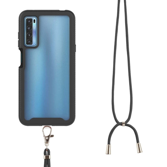 For TCL 20S Starry Sky Solid Color Series Shockproof PC + TPU Protective Case with Neck Strap(Black) - TCL by buy2fix | Online Shopping UK | buy2fix