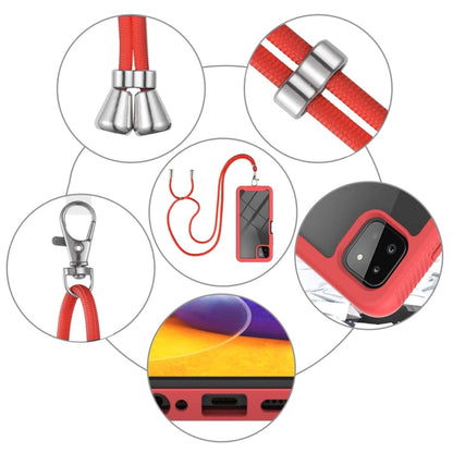 For Samsung Galaxy A22 5G Starry Sky Solid Color Series Shockproof PC + TPU Protective Case with Neck Strap(Red) by buy2fix