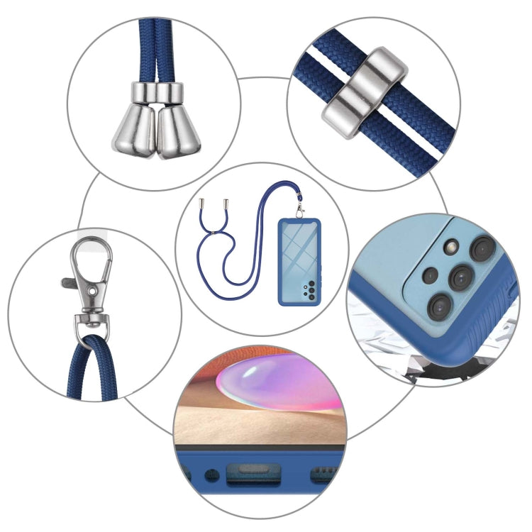 For Samsung Galaxy A32 5G Starry Sky Solid Color Series Shockproof PC + TPU Protective Case with Neck Strap(Blue) by buy2fix