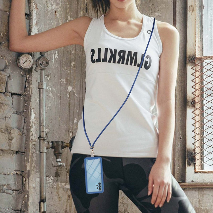 For Samsung Galaxy A32 5G Starry Sky Solid Color Series Shockproof PC + TPU Protective Case with Neck Strap(Blue) by buy2fix