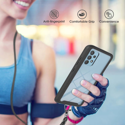 For Samsung Galaxy A32 5G Starry Sky Solid Color Series Shockproof PC + TPU Protective Case with Neck Strap(Black) by buy2fix