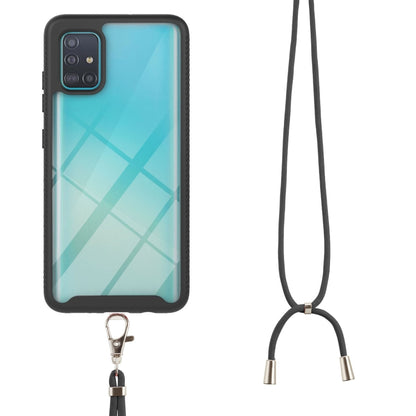 For Samsung Galaxy A51 / A515 Starry Sky Solid Color Series Shockproof PC + TPU Protective Case with Neck Strap(Black) by buy2fix