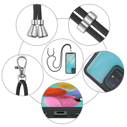 For Samsung Galaxy A51 / A515 Starry Sky Solid Color Series Shockproof PC + TPU Protective Case with Neck Strap(Black) by buy2fix