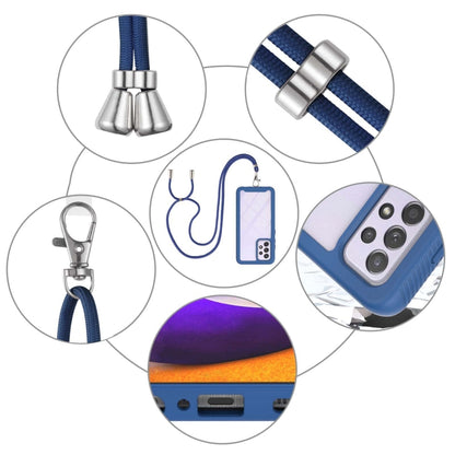 For Samsung Galaxy A52 5G / 4G Starry Sky Solid Color Series Shockproof PC + TPU Protective Case with Neck Strap(Blue) by buy2fix