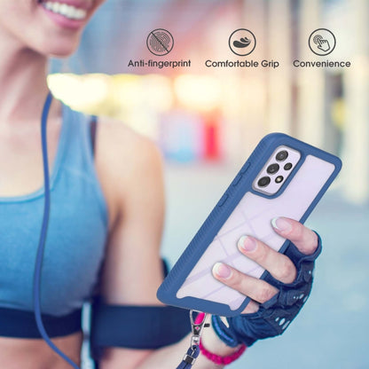 For Samsung Galaxy A52 5G / 4G Starry Sky Solid Color Series Shockproof PC + TPU Protective Case with Neck Strap(Blue) by buy2fix