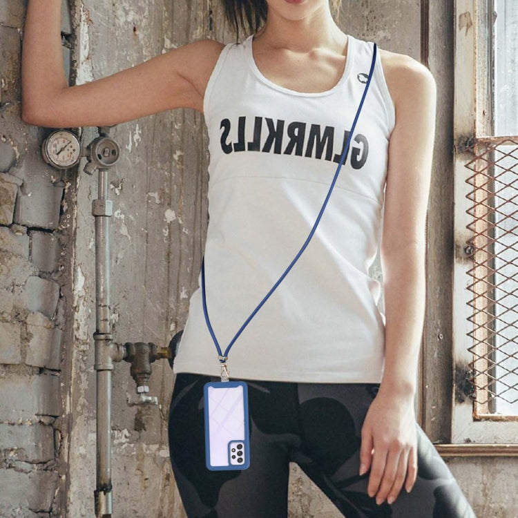 For Samsung Galaxy A52 5G / 4G Starry Sky Solid Color Series Shockproof PC + TPU Protective Case with Neck Strap(Blue) by buy2fix