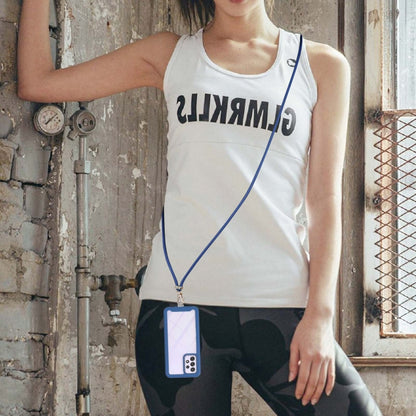 For Samsung Galaxy A52 5G / 4G Starry Sky Solid Color Series Shockproof PC + TPU Protective Case with Neck Strap(Blue) by buy2fix