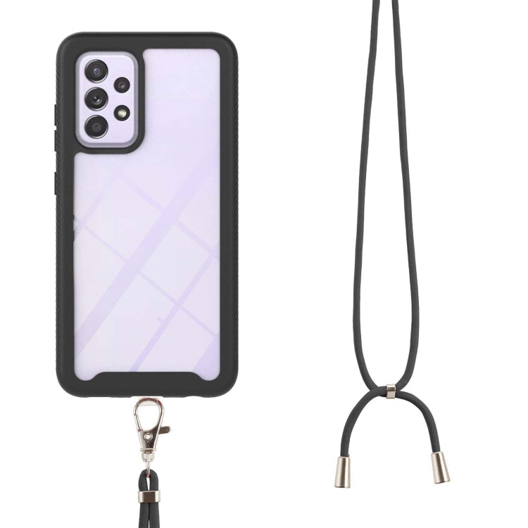 For Samsung Galaxy A52 5G / 4G Starry Sky Solid Color Series Shockproof PC + TPU Protective Case with Neck Strap(Black) - Galaxy Phone Cases by buy2fix | Online Shopping UK | buy2fix