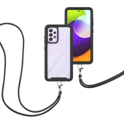 For Samsung Galaxy A52 5G / 4G Starry Sky Solid Color Series Shockproof PC + TPU Protective Case with Neck Strap(Black) - Galaxy Phone Cases by buy2fix | Online Shopping UK | buy2fix
