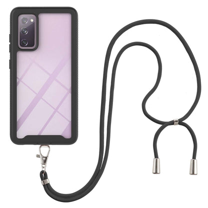 For Samsung Galaxy S20 FE 5G / 4G Starry Sky Solid Color Series Shockproof PC + TPU Protective Case with Neck Strap(Black) by buy2fix