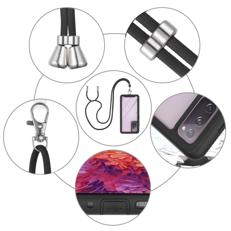 For Samsung Galaxy S20 FE 5G / 4G Starry Sky Solid Color Series Shockproof PC + TPU Protective Case with Neck Strap(Black) by buy2fix